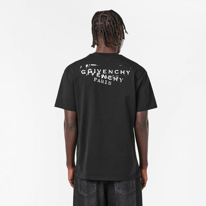 Black crew-neck T‑shirt with large back "GIVENCHY PARIS" stamp print