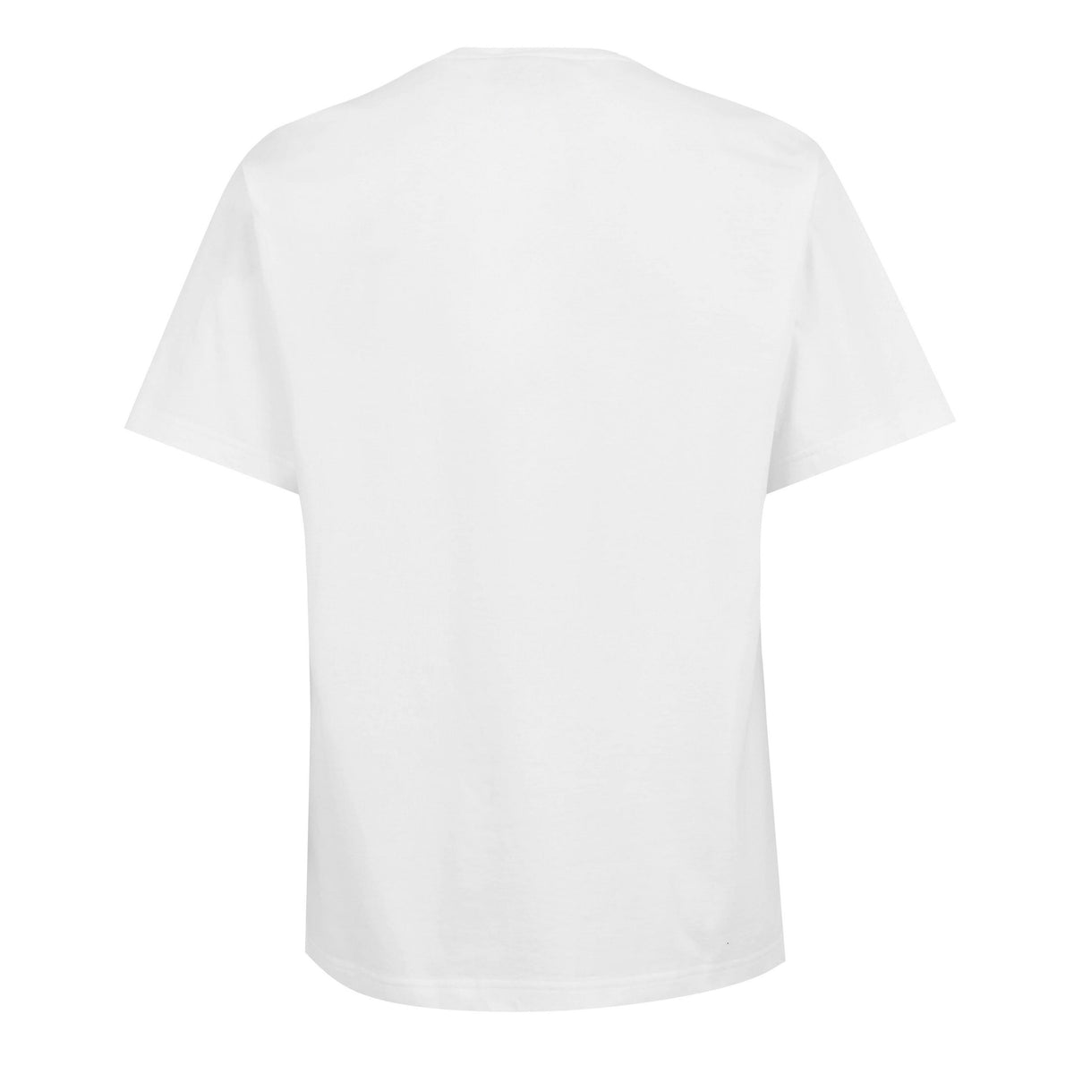 White men's short-sleeve T-shirt, plain back view