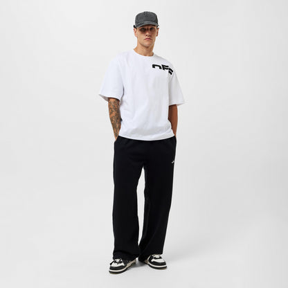 Off White men's regular-fit T-shirt with chest black logo, model front view