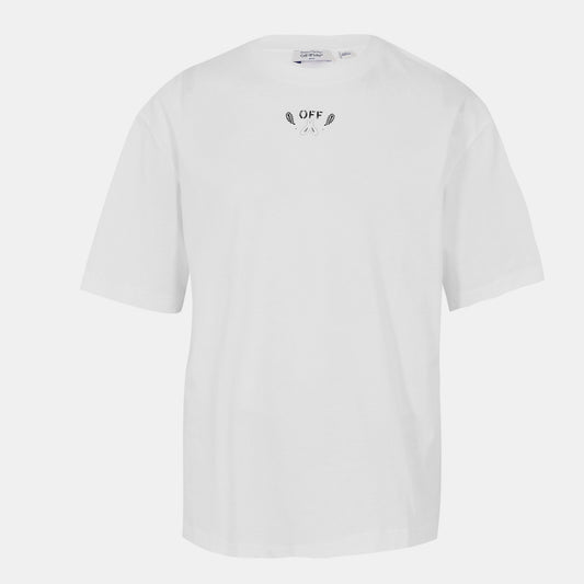 Men's off-white bandana graphic T-shirt, small chest print, crew neck