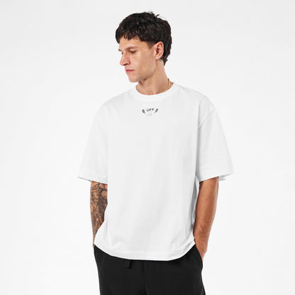 Off-white men's bandana T-shirt, small chest logo print, short sleeves