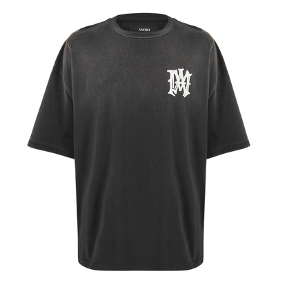 Oversized black T-shirt with small white logo at chest