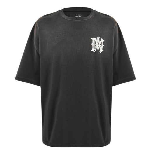 Oversized black T-shirt with small white logo at chest