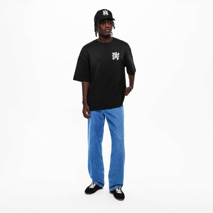 Amiri oversized black T-shirt with chest logo and straight hem