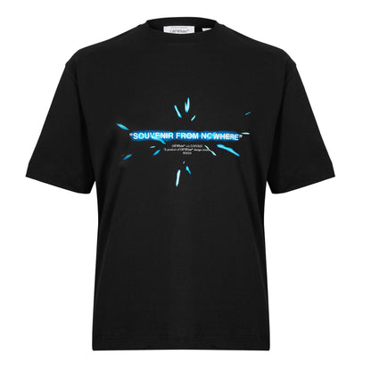 Men's T-shirt black with blue front text graphic and splatter design