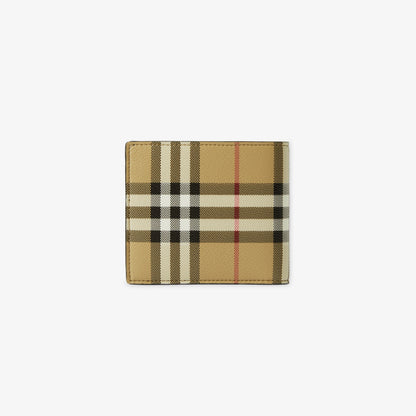 Bifold-Geldbörse Karo-Design in Archive beige, mit kontrastierenden Streifen
