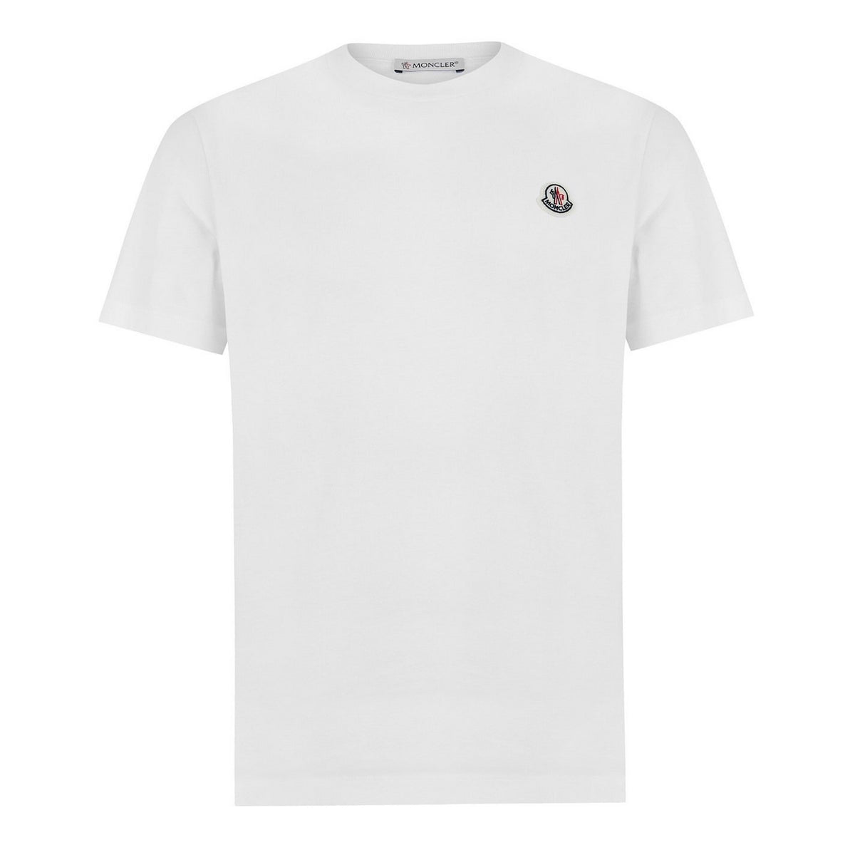 White logo cotton T-shirt with crew neck and small chest badge