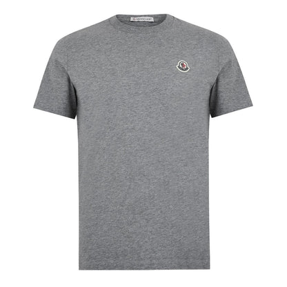 Grey logo cotton T-shirt with crew neck and small chest badge