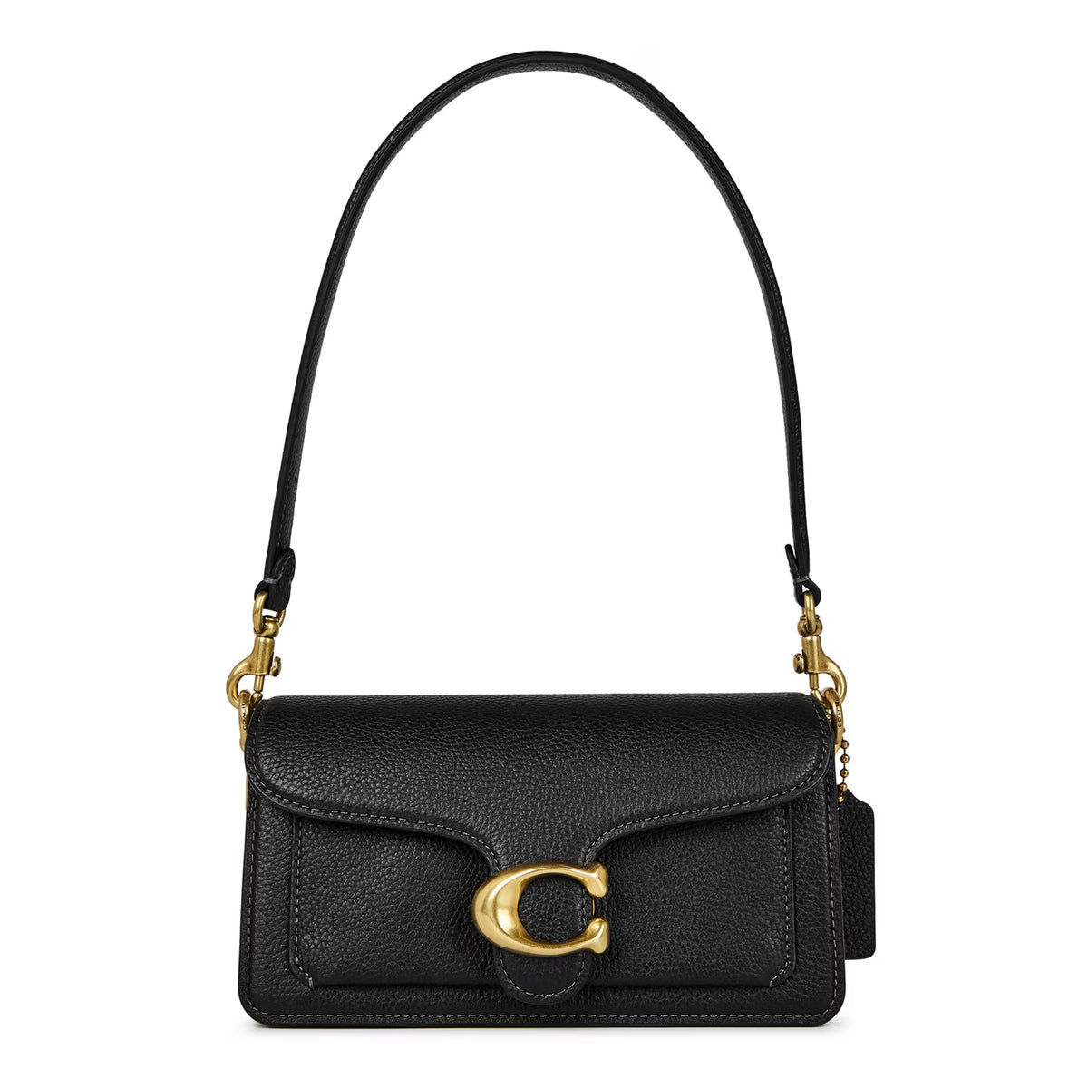 Tabby 20 shoulder bag in black with gold-tone C hardware and flap closure