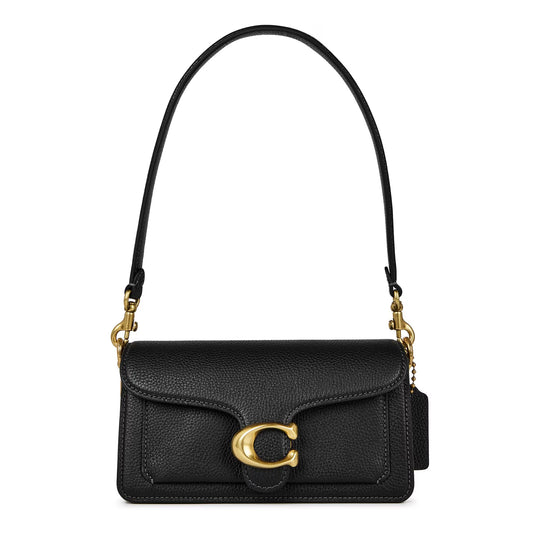 Tabby 20 shoulder bag in black with gold-tone C hardware and flap closure