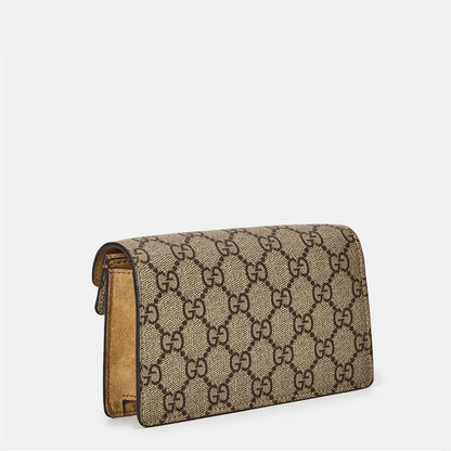 Dionysus GG Supreme Super Mini Bag, light brown flap with side view