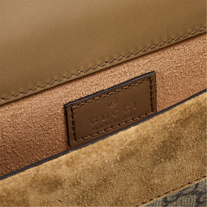 Dionysus GG Supreme Super Mini Bag light brown leather trim with logo patch