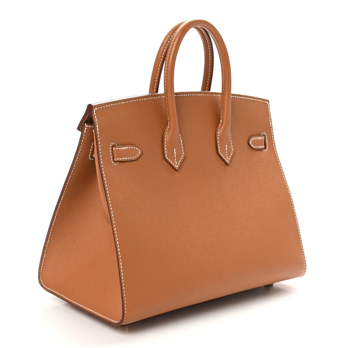 Braune Birkin Sellier 25 Tasche mit zwei Henkeln und dekorativen Seitenklappen