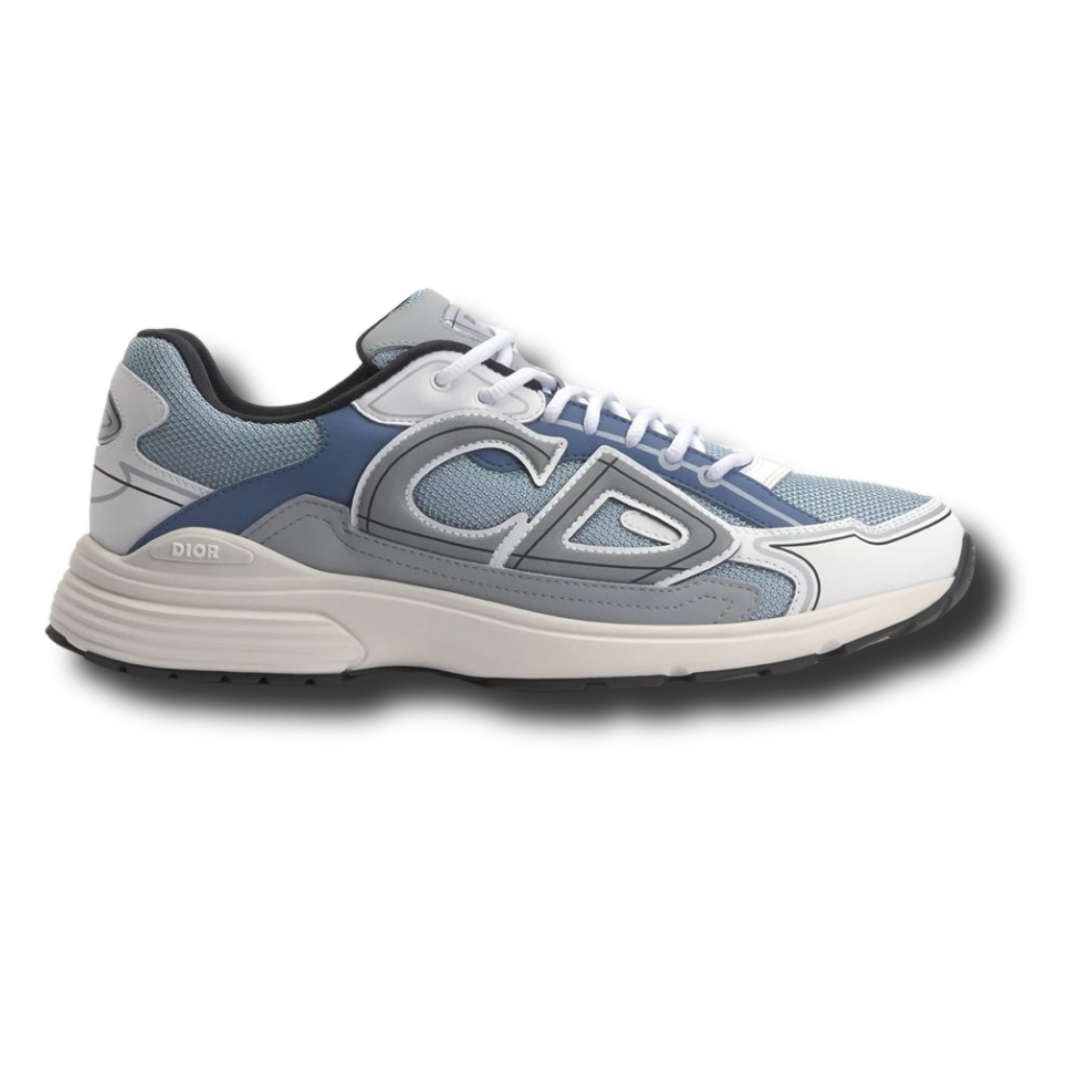 B30 trainers grey and blue lace-up sneakers with thick ribbed outsole