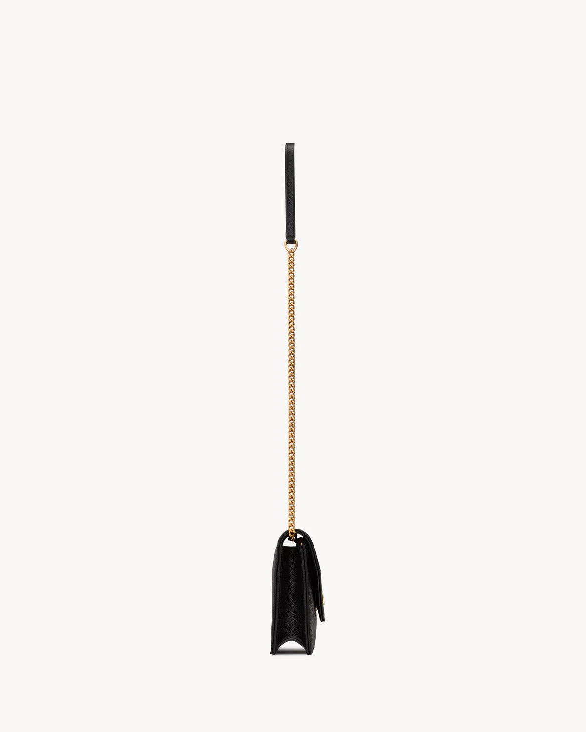 Portefeuille pochette noir à chaîne avec passant cuir et pompon