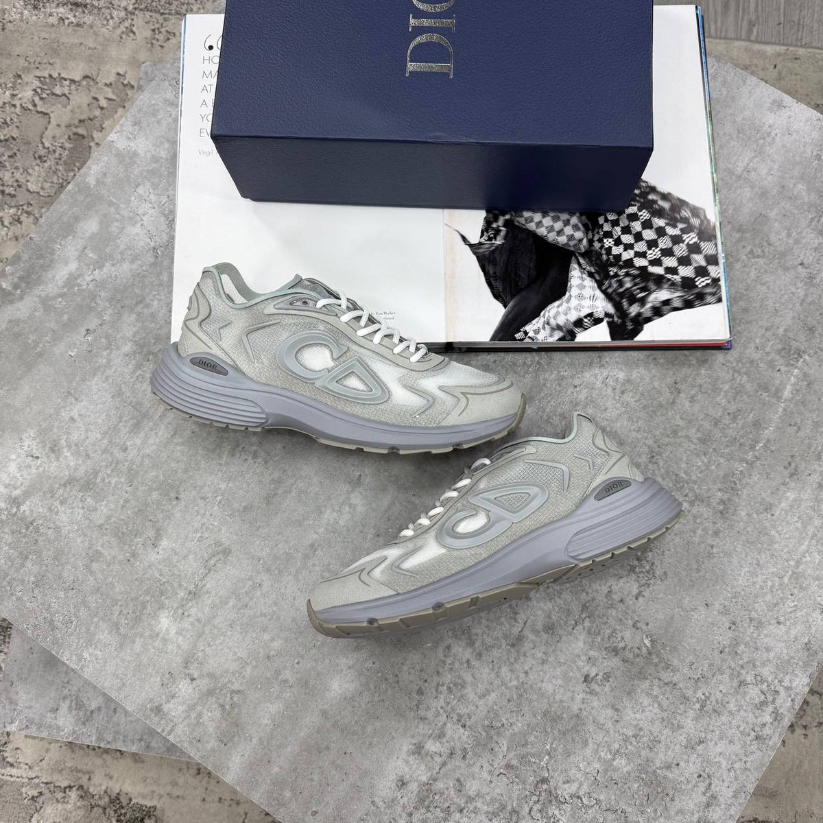 Light grey B-22 futures sneakers with lace-up closure and cushioned sole