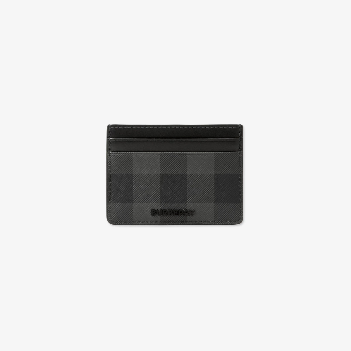 Dark check card case with top slot and Burberry logo