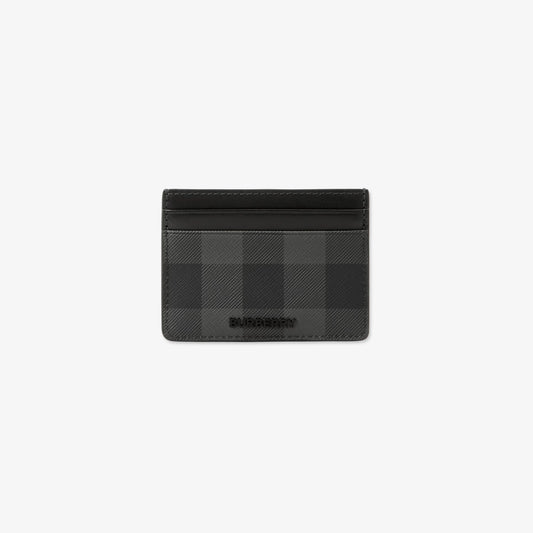 Dark check card case with top slot and Burberry logo