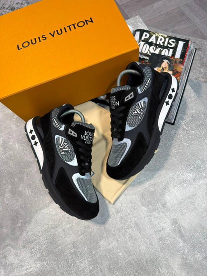 Louis Vuitton LV azure runner sneakers, black with grey mesh and white side stars