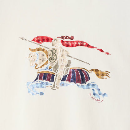 EKD cotton T-shirt graphic detail: horse, rider, and red banner in dots