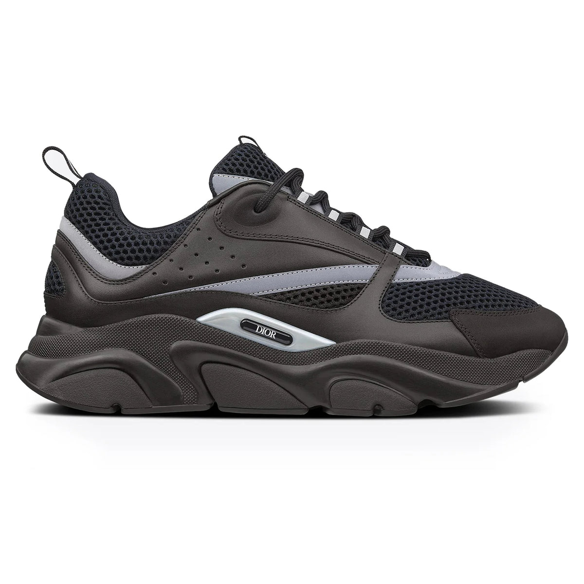B22 Trainer Dark gray and black with mesh panels, black laces, and thick sole