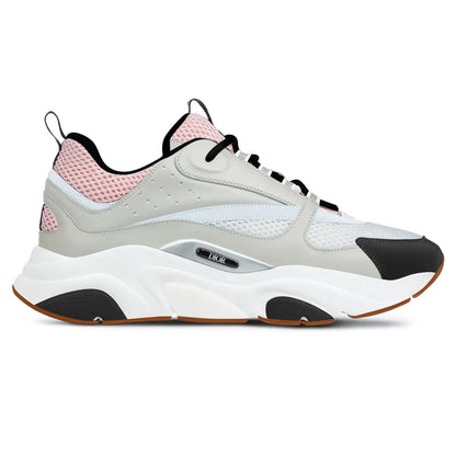 B22 Trainer Pale pink and white with black heel detail and chunky sole