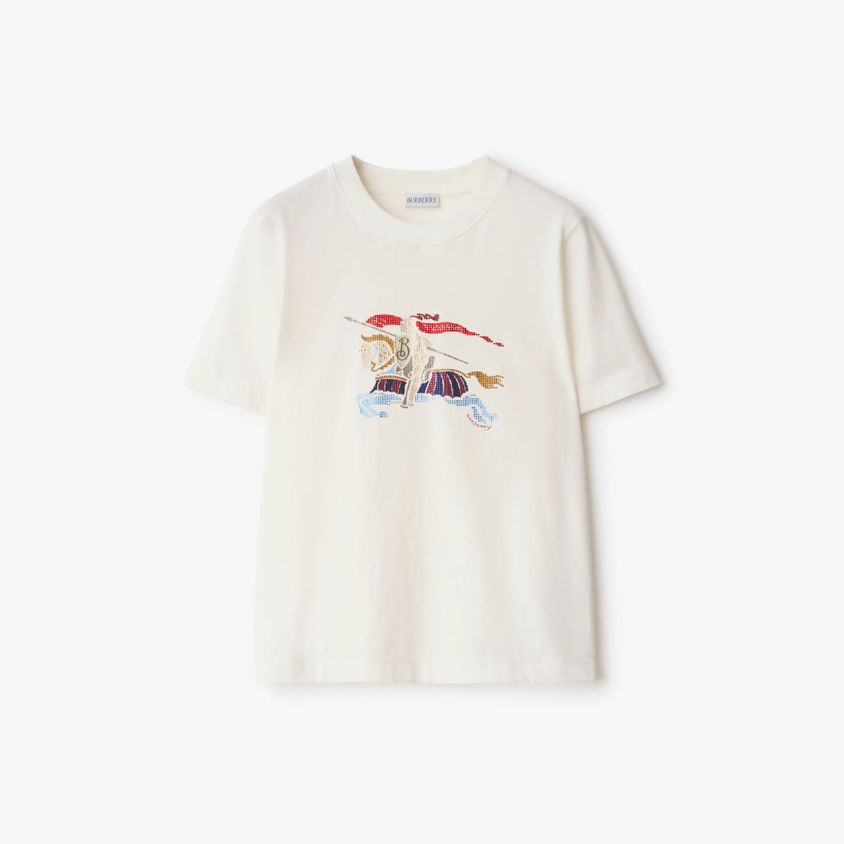 EKD cotton T-shirt in white with colorful equestrian graphic on chest