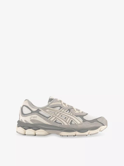 ASICS Gel-NYC Sneaker „Oyster Grey“, seitliche Ansicht mit Strukturmaterial und Logo