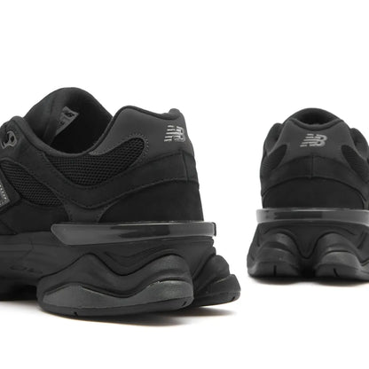 NB 9060 rear view, chunky black midsole with branding on heel