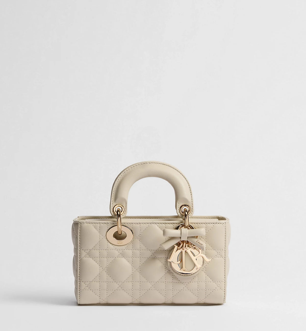 Mini Lady D-Joy bag von SupplierMode, cremefarben, gesteppt, mit kurzem Henkel