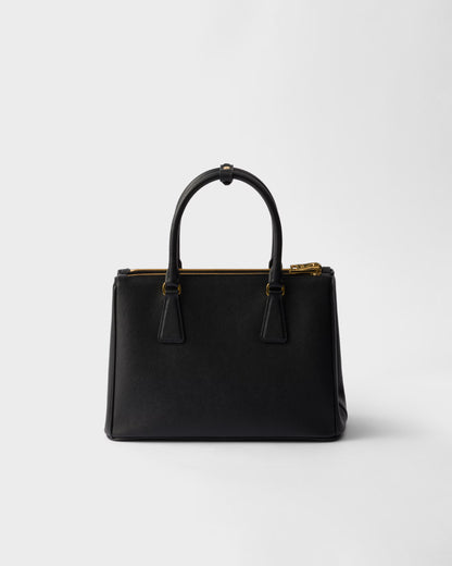 Black Galleria medium Saffiano leather tote with top handles and gold hardware
