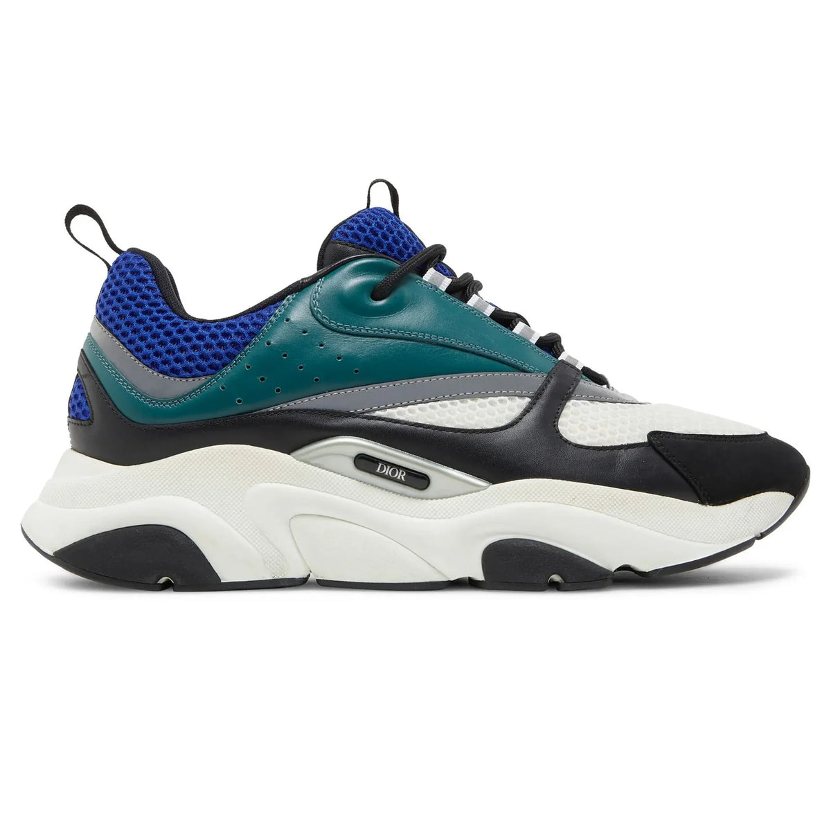 B22 Trainer Blue-green and dark blue panels with black laces and chunky sole