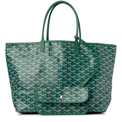 Gyard tote bag in green with top handles, open top, and front flap pocket
