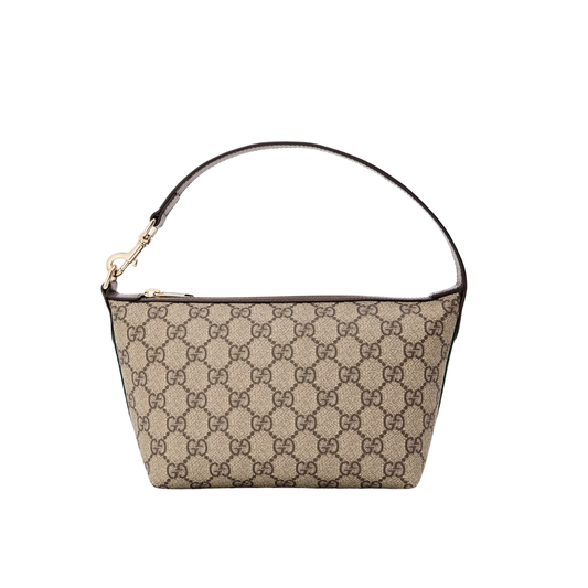 GG mini hobo bag in beige geometric canvas with top handle and gold clasp