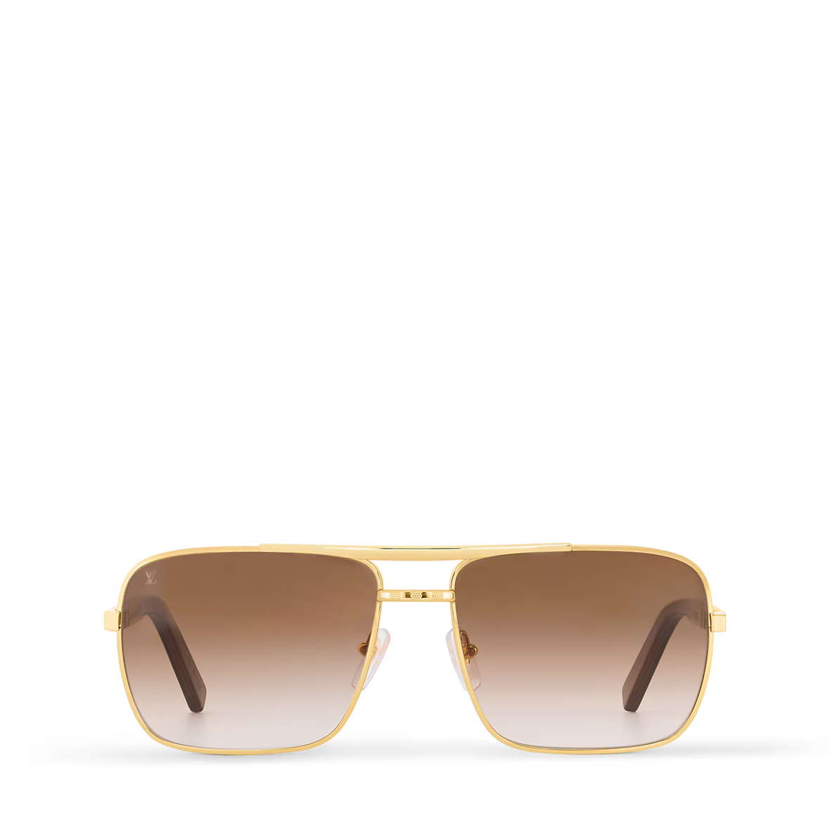 Attitude Sonnenbrille frontal: goldfarbener Rahmen mit braun getönten Gläsern