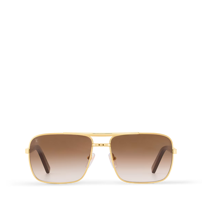 Attitude Sonnenbrille frontal: goldfarbener Rahmen mit braun getönten Gläsern