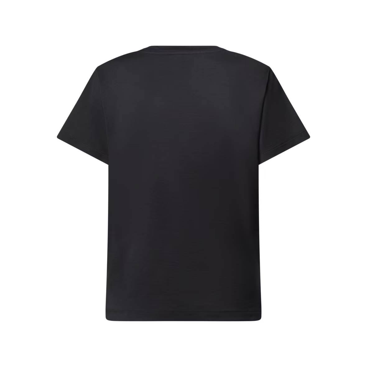 Luxury black T-shirt back view, plain rear with no visible print