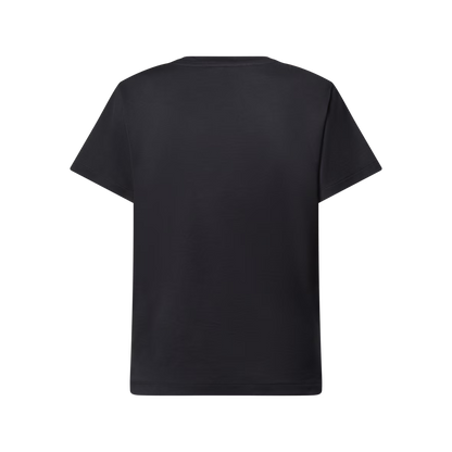 Luxury black T-shirt back view, plain rear with no visible print