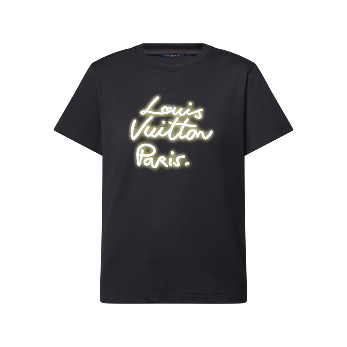 Glow Signature T-Shirt in luxury black, neon logo print on front