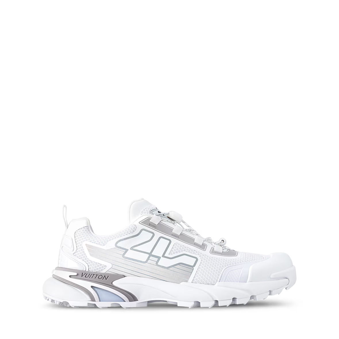 LV Runner Tatic Sneaker in white, chunky runner sole and front mesh panel