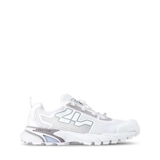 LV Runner Tatic Sneaker in white, chunky runner sole and front mesh panel