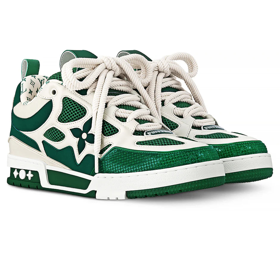 LVE Skate Trainers green and white low-top skate sneakers with lace-up and star logo