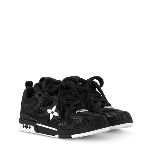 LVE Skate Trainers, black skate sneakers with white sole and star logo details