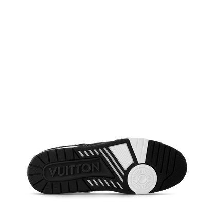 LVE trainer outsole with VUITTON logo, black tread and white striped details