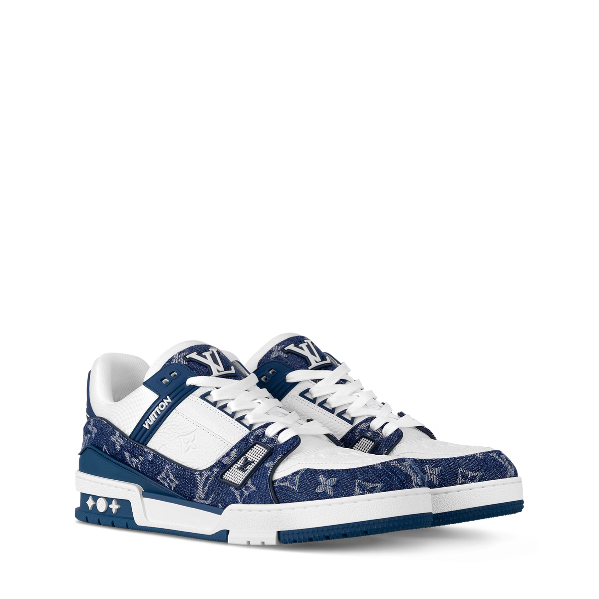 LVE trainer Navy/White, low-top lace-up sneaker with patterned side panel