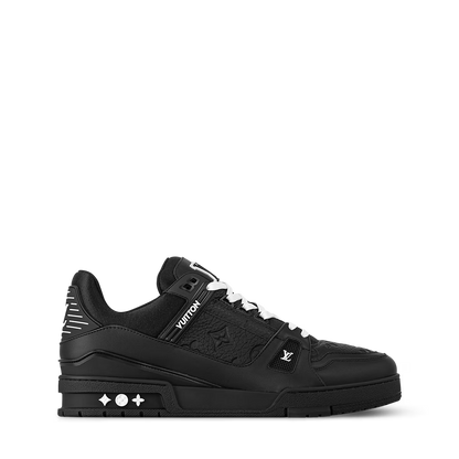 LV Trainer low sneakers, black with white laces, side panels and sculpted sole