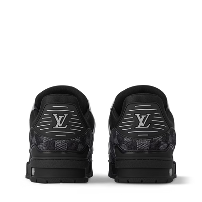 LV Trainer heel view with logo panel and padded collar