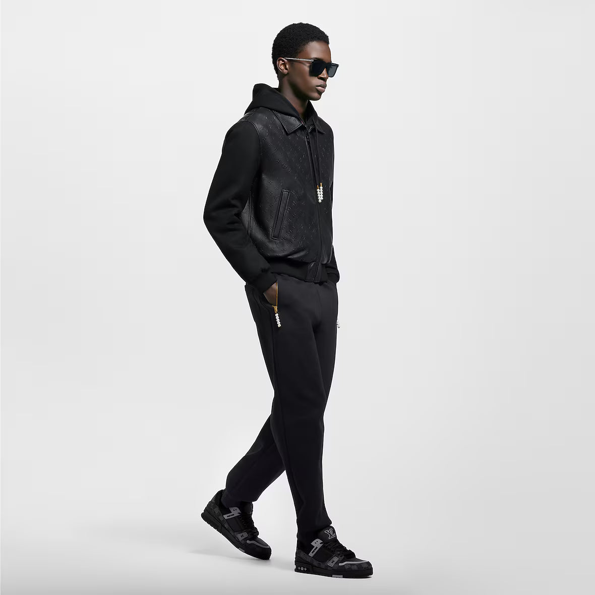LV Trainer black sneakers with laces and chunky rubber sole