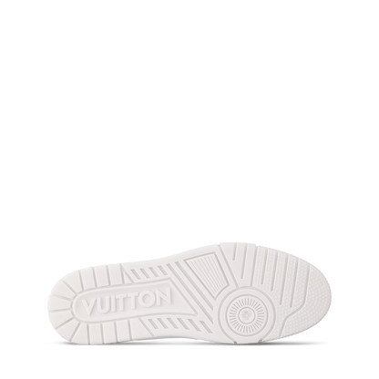 LV Trainer Laufsohle, weiße Gummiprofilsohle mit VUITTON-Relief