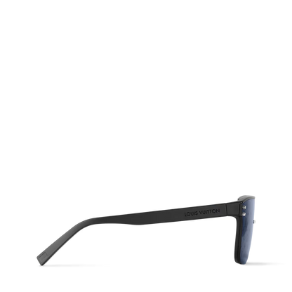 Waimea sunglasses side view with black temples and dark blue patterned lens